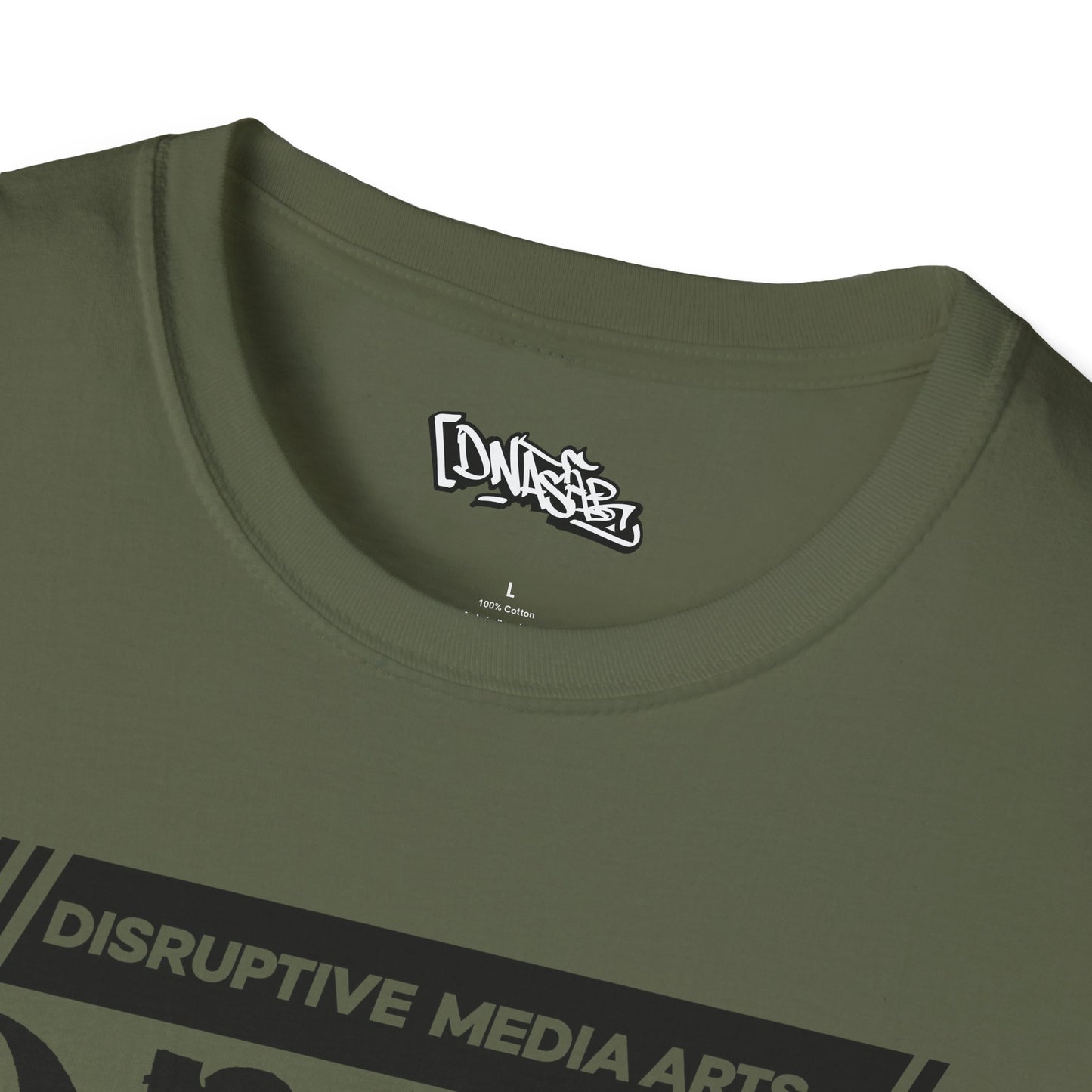 T-Shirt, Disruptive Media Arts™ Logo Tee – Signal Gear™ Core Uniform [Front + Back Print] Unisex Softstyle Graphic Tee, Streetwear, Casual Wear, Gift for Creatives, Cool Art Apparel