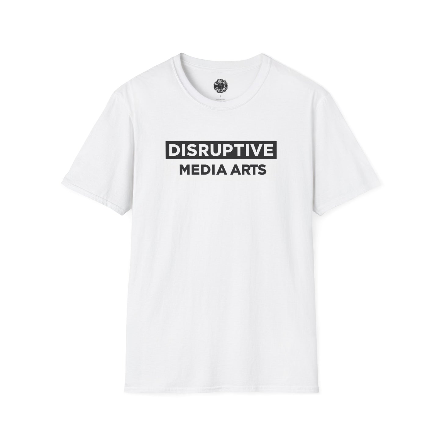 T-Shirt "Hands Off The Arts" Disruptive Media Arts™ Logo Tee – Signal Gear™ Core Uniform [Front + Back Print] Softstyle, Unisex Tee