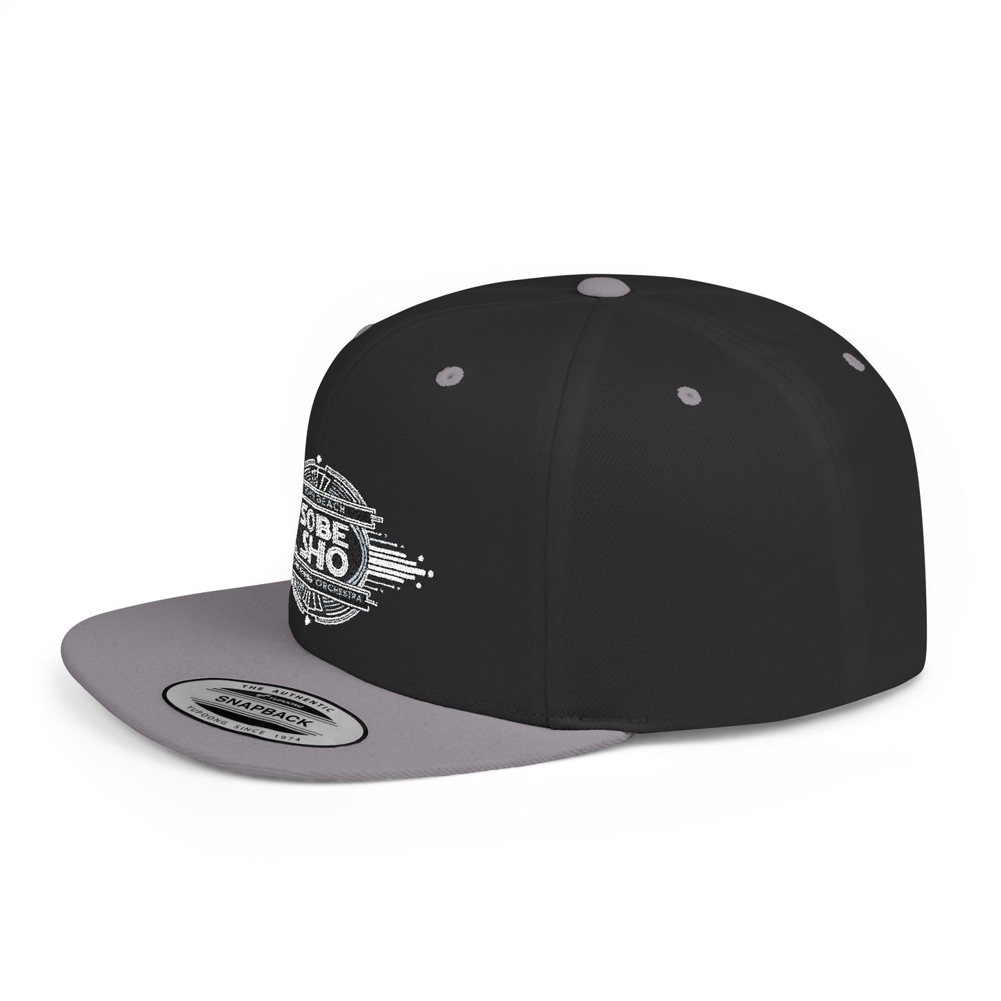 Flat Bill Snapback Hat — Distressed 'Sobe Sho' Badge Logo Cap