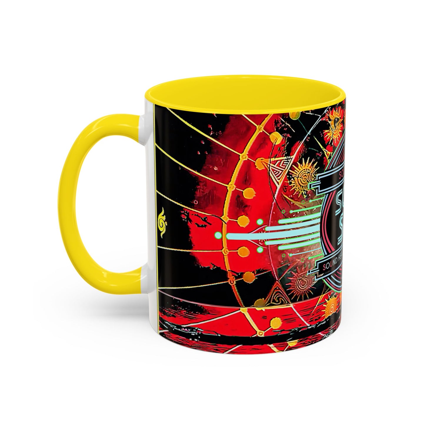 SoBe Sho Music Logo Accent Coffee Mug — Retro Neon South Beach Design
