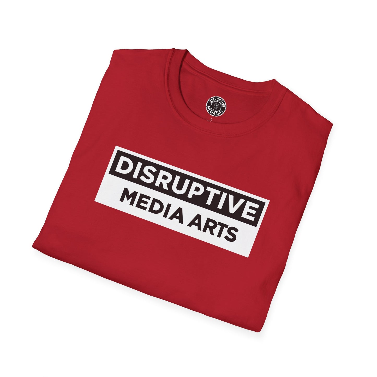 T-Shirt "Hands Off The Arts" Disruptive Media Arts™ Logo Tee – Signal Gear™ Core Uniform [Front + Back Print] Softstyle, Unisex Tee
