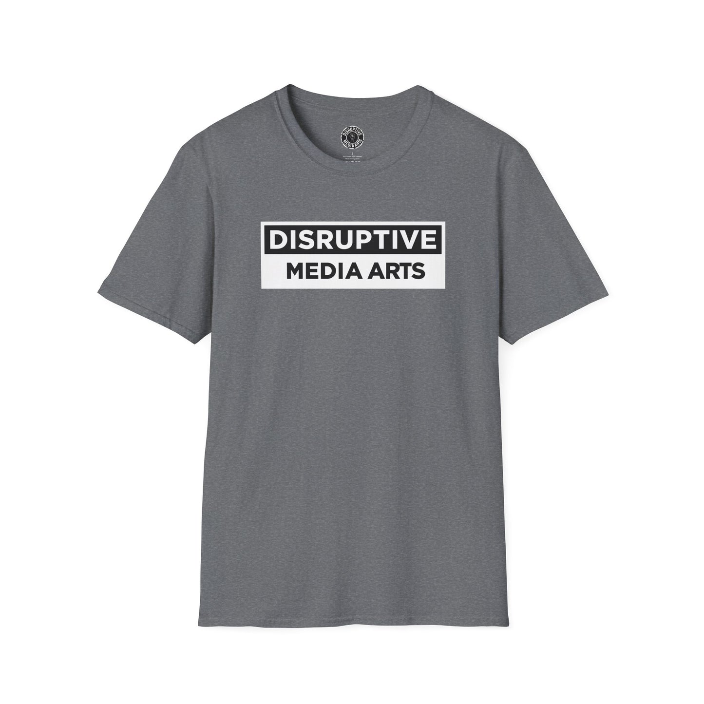 T-Shirt "Hands Off The Arts" Disruptive Media Arts™ Logo Tee – Signal Gear™ Core Uniform [Front + Back Print] Softstyle, Unisex Tee