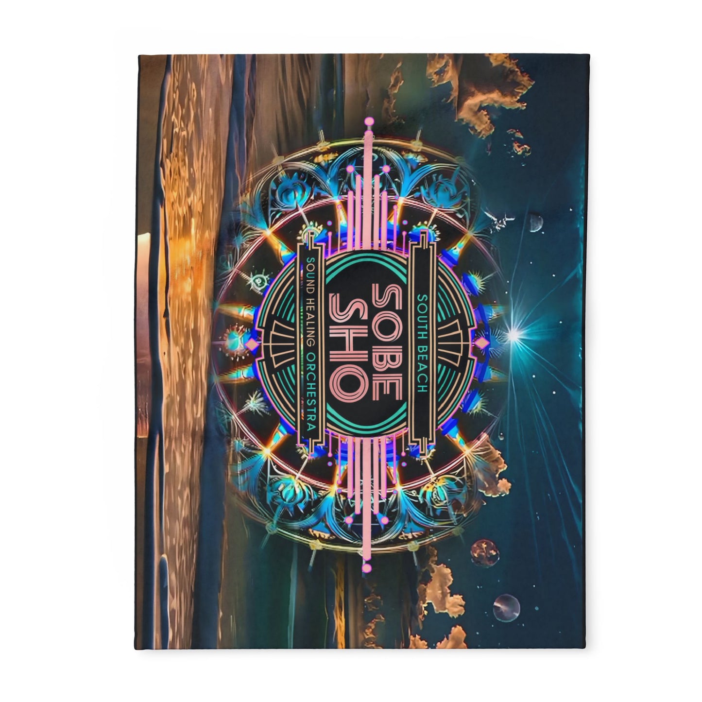 “Rest in Resonance” Arctic Fleece Blanket, collection from South Beach Sound Healing Orchestra x [dNASAb], Warm Decorative Throw, Ideal Gift for Sound healing sessions, guided meditations, breathwork, yoga
