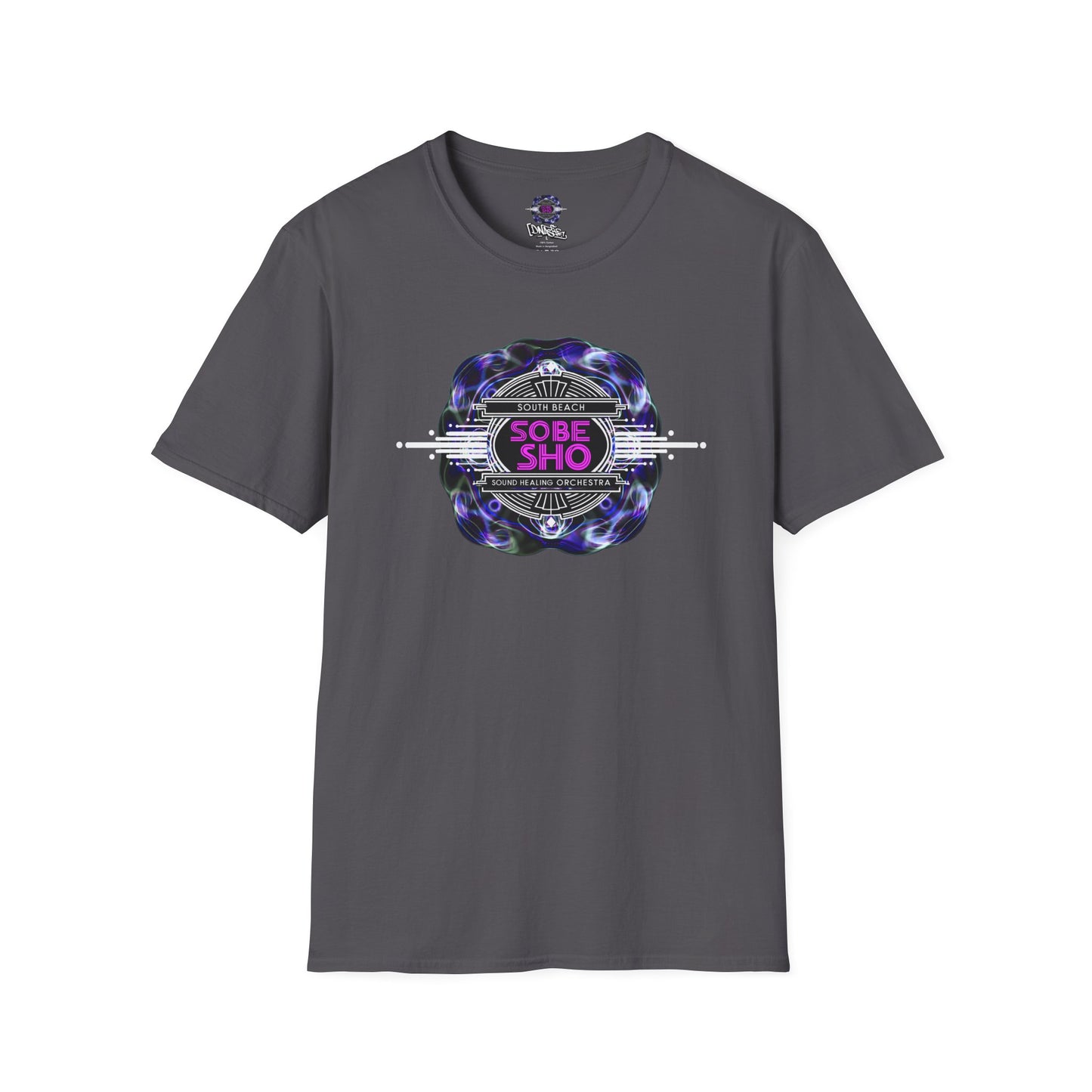 Retro Resonance Unisex Softstyle T-Shirt, Cosmic Vibe Graphic Tee for Soundhealing, Yoga, Mediation, Festivals, Music Lovers Tee