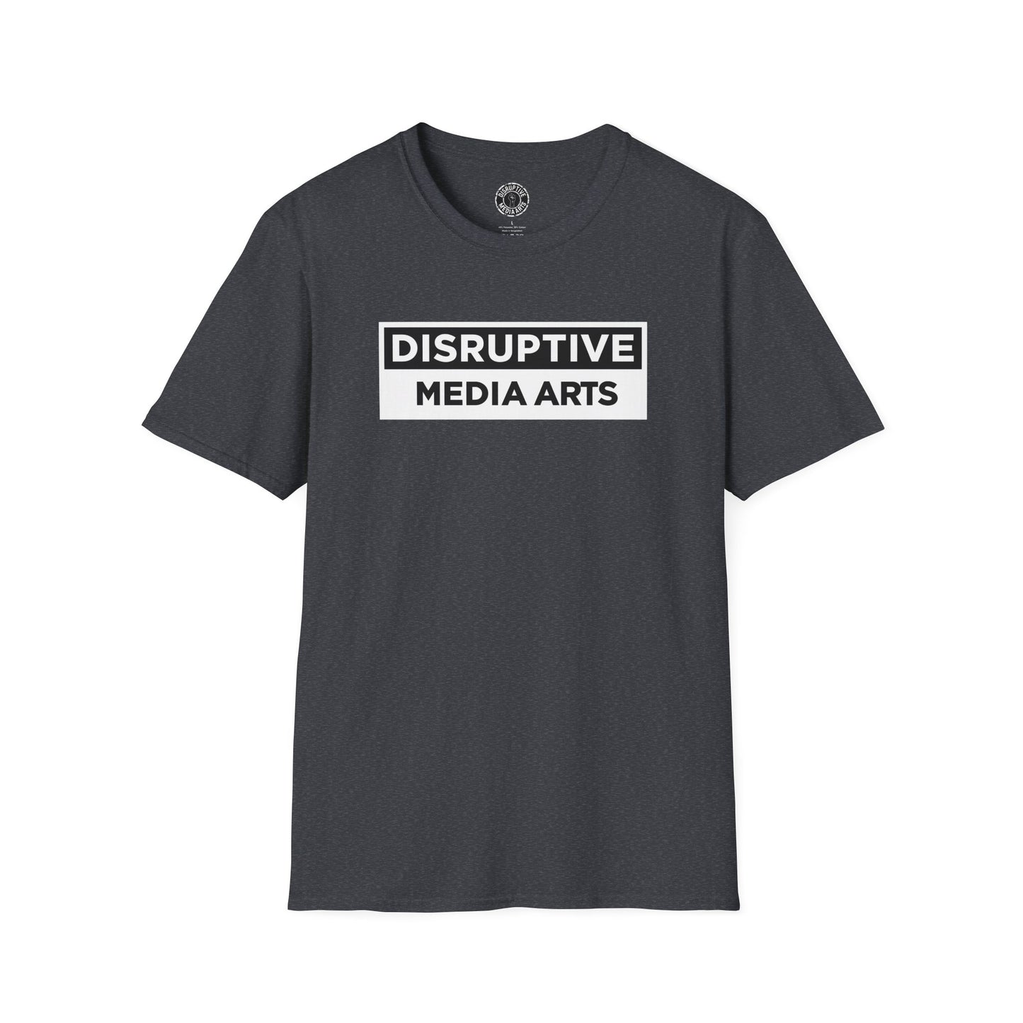 T-Shirt "Hands Off The Arts" Disruptive Media Arts™ Logo Tee – Signal Gear™ Core Uniform [Front + Back Print] Softstyle, Unisex Tee