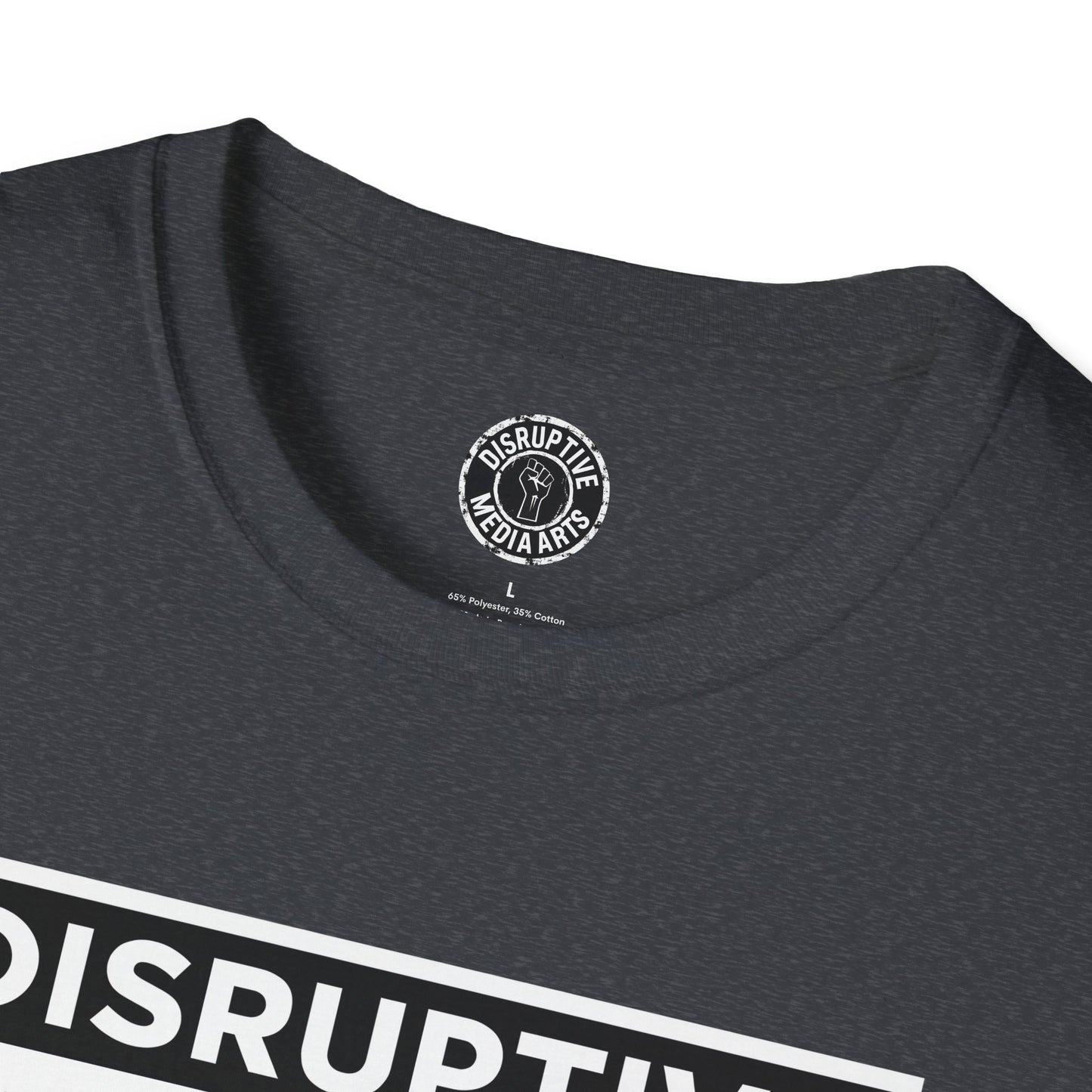 T-Shirt "Hands Off The Arts" Disruptive Media Arts™ Logo Tee – Signal Gear™ Core Uniform [Front + Back Print] Softstyle, Unisex Tee