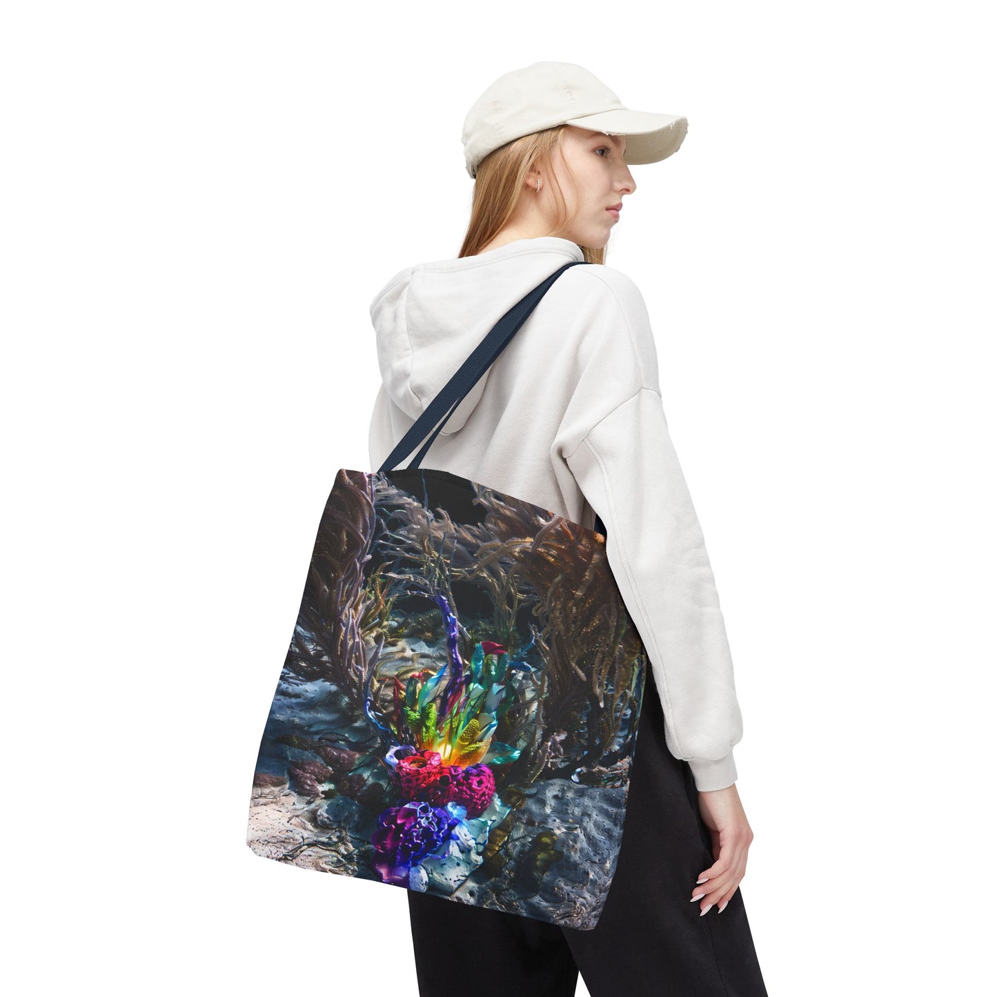Vibrant Ocean Life Tote Bag,"Faux Ecologies +Ocean Artivism" Reusable Grocery Bag, Beach Tote, Eco-Friendly Bag, Summer Vibes, Gift for Ocean Lovers