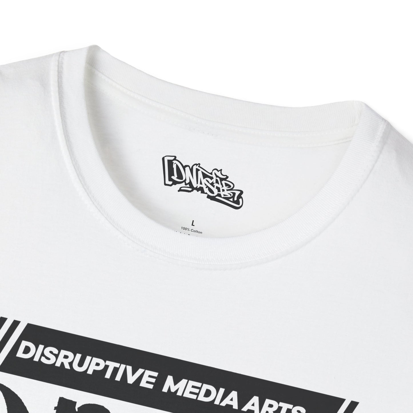 T-Shirt, Disruptive Media Arts™ Logo Tee – Signal Gear™ Core Uniform [Front + Back Print] Unisex Softstyle Graphic Tee, Streetwear, Casual Wear, Gift for Creatives, Cool Art Apparel