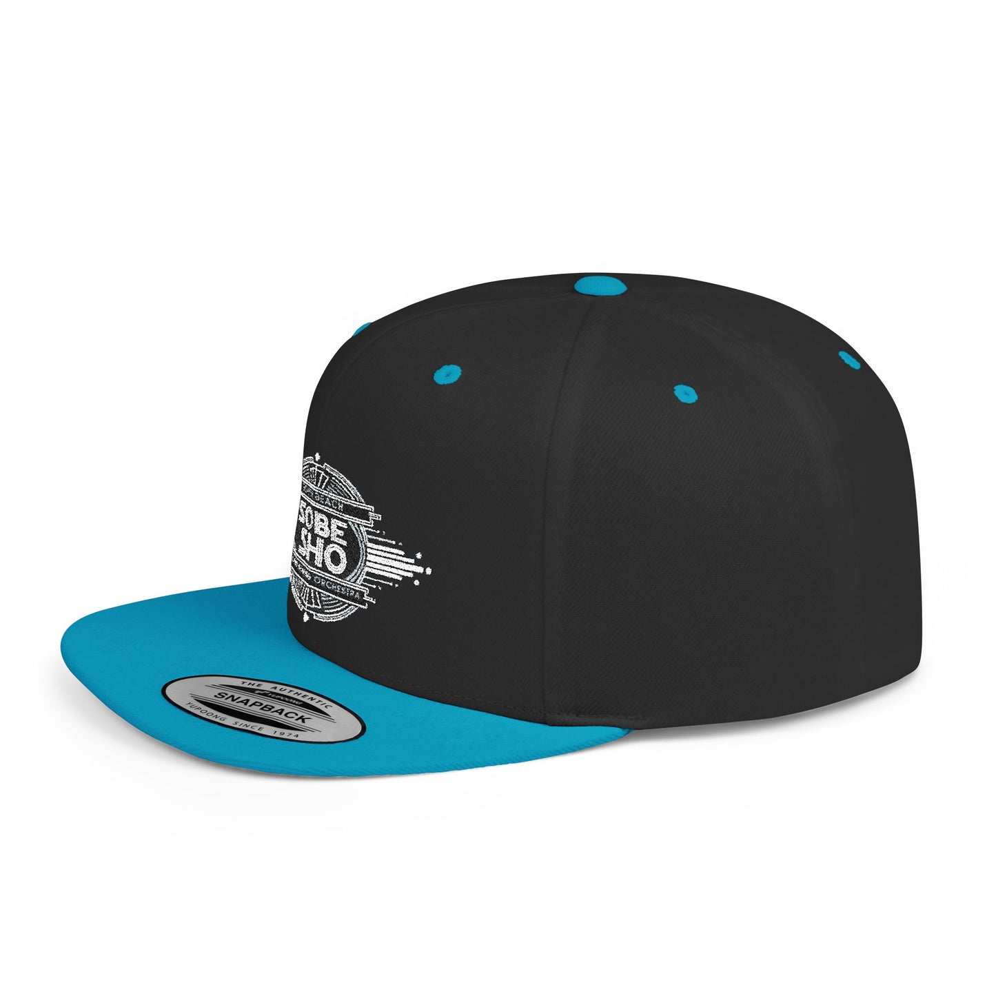 Flat Bill Snapback Hat — Distressed 'Sobe Sho' Badge Logo Cap