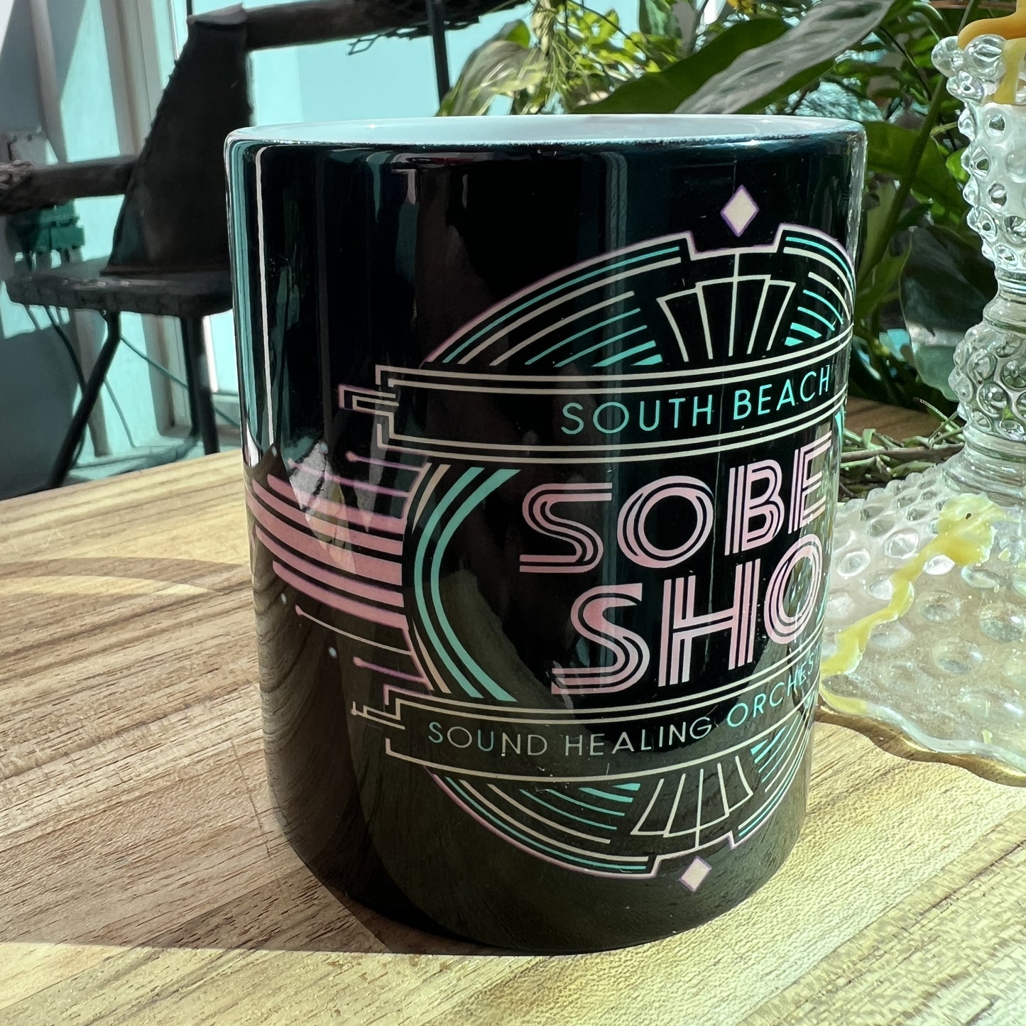 SoBe Sho Neon Art Deco Ceramic Mug — South Beach Sound Healing Orchestra (11oz, 15oz)