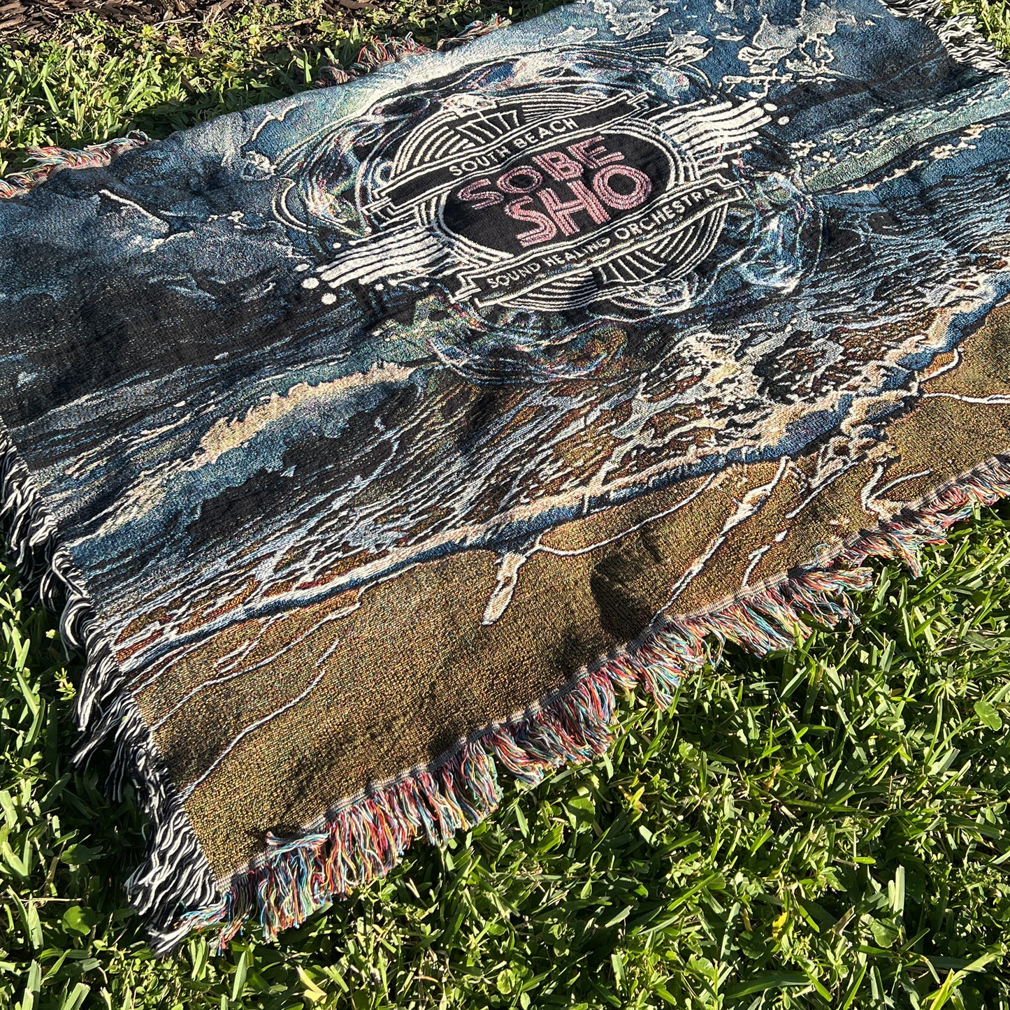 “Rest in Resonance” 100% Cotton, Colorful Woven Blanket,A Soft Landing for Sound Healing, Meditation, and Restorative Rituals